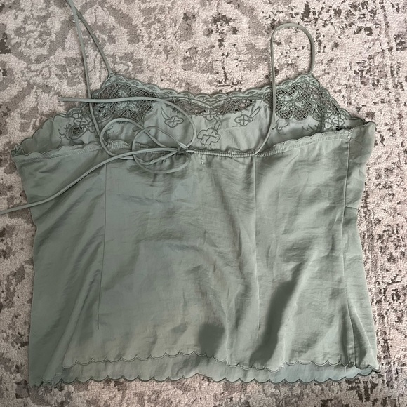 Sage/Mint camisole with lace detail and tied up back, from Boutique 1861! - Picture 2 of 3